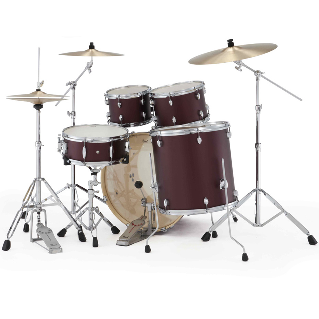 Pearl Export Plus 5-Piece Fusion Plus Drum Kit with Cymbal Pack in Satin Scarlet