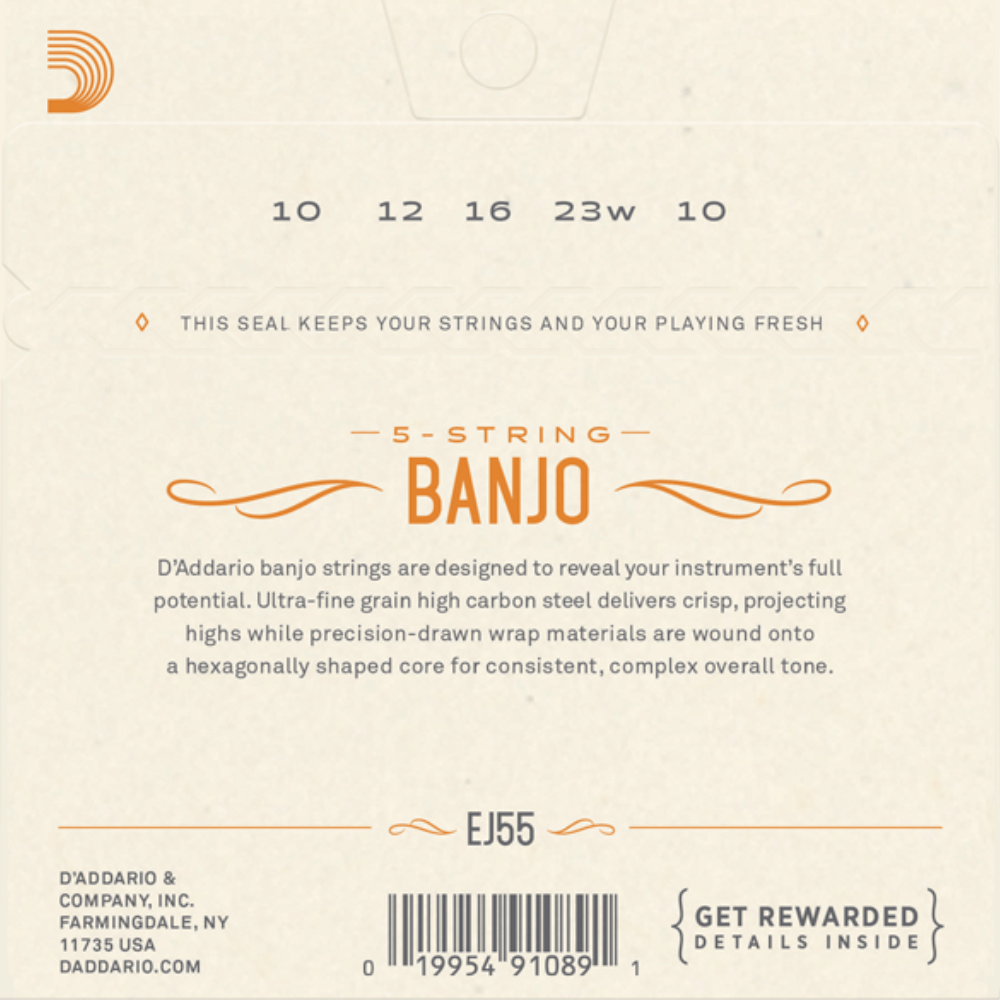 D'Addario EJ55 5-String Banjo Strings Phosphor Bronze Medium 10-23
