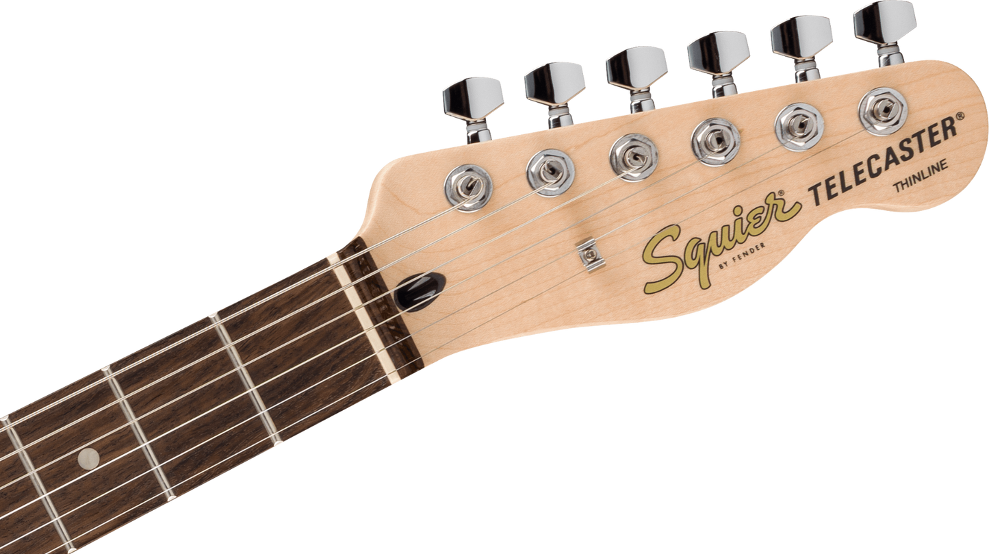 Squier FSR Affinity Series Telecaster Thinline, Laurel Fingerboard, White Pickguard in Lake Placid Blue
