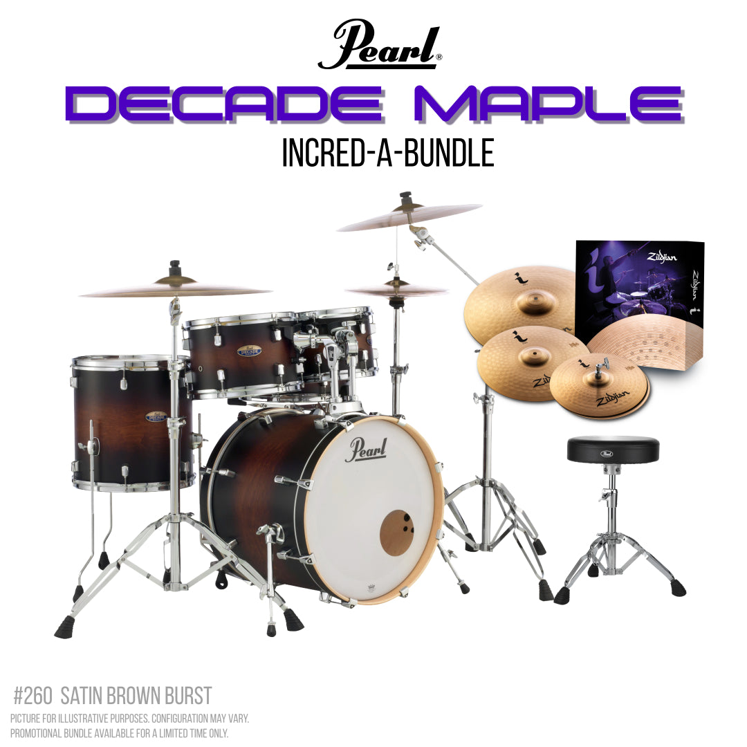 Pearl Decade Maple 22" Fusion Plus Drumkit Increda-Bundle in Satin Brown Burst | EX-DEMO