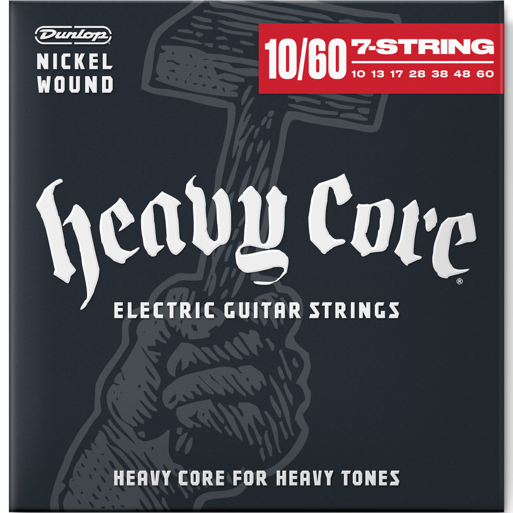 Jim Dunlop Heavy Core 7 String Electric Guitar Strings Set 10-60 Gauge ...