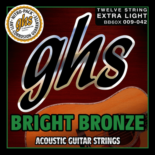 GHS BB60X Bright Bronze Acoustic Guitar 12 Strings 09-042 Gauge