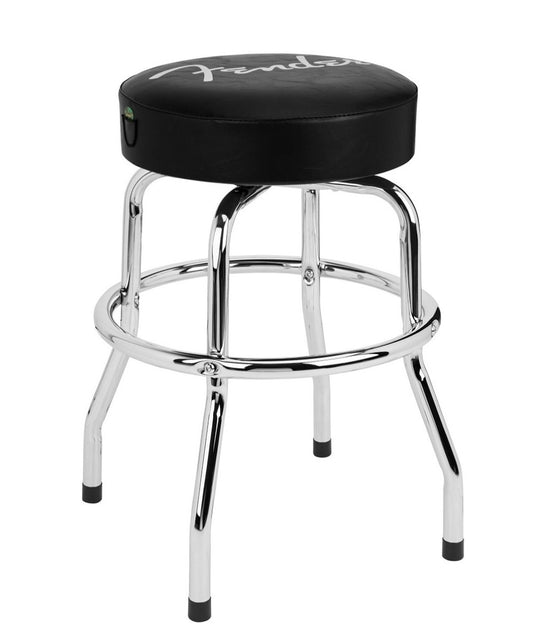 Fender® Spaghetti Logo Pick Pouch Barstool in Black/Chrome 24"