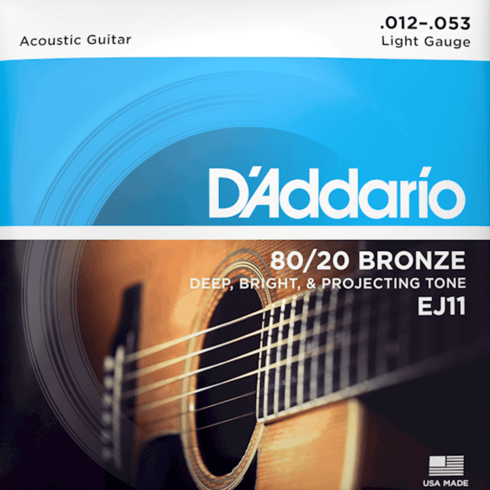 D'Addario EJ11 80/20 Bronze Acoustic Guitar Strings Light 12-53 Gauge