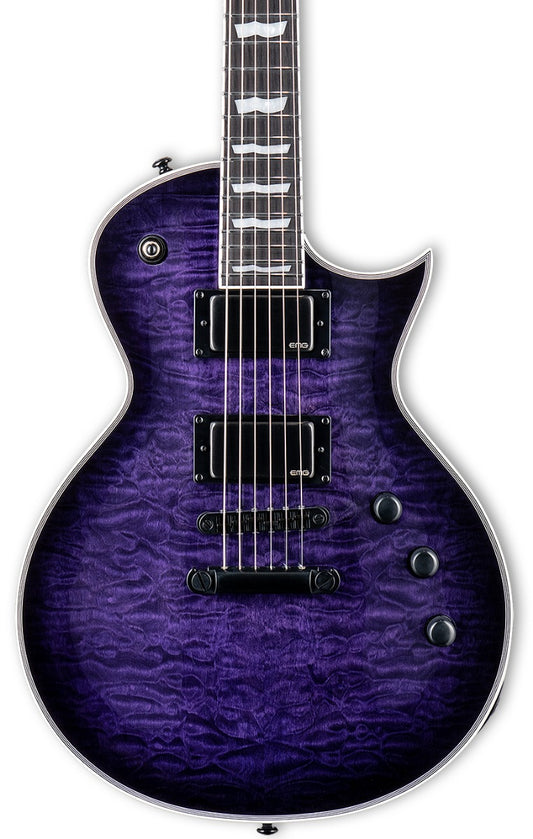 ESP LTD EC-1000 with EMG Pickups, Quilted Maple Top in See Thru Purple Burst