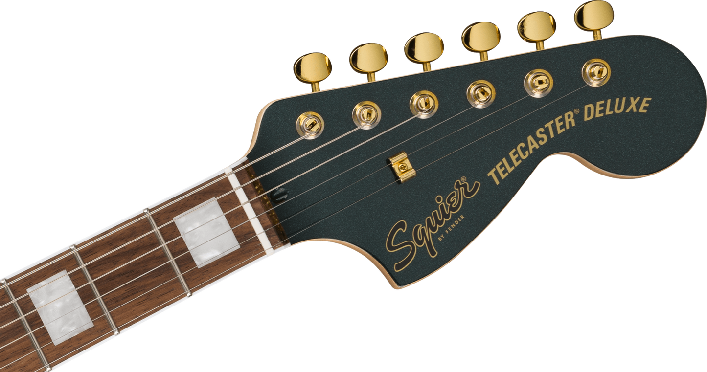 Squier FSR Paranormal Troublemaker Telecaster Deluxe, Laurel Fingerboard, Gold Anodized Pickguard, Gold Hardware, Matching Headstock in Cadillac Green
