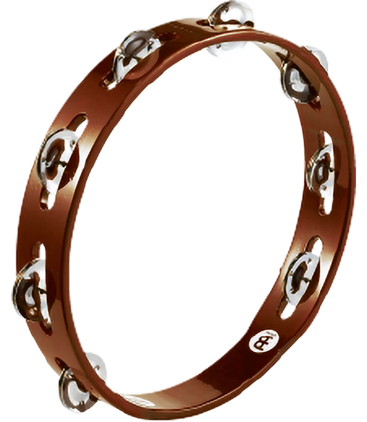 Meinl Percussion TA1AB Traditional Wood Series Wood Tambourine Single Row Nickel Plated Steel Jingles 10"
