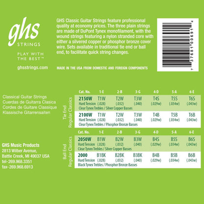GHS 2000 Ball End Classical Guitar Strings 28-42 Gauge
