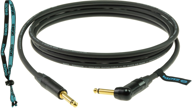 KLOTZ 6m 20ft Guitar Titanium Right Angle Instrument Cable
