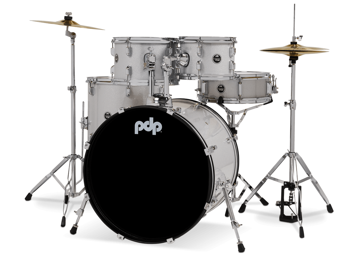 PDP Center Stage 22" 5 Piece Drum Kit in Diamond White Sparkle