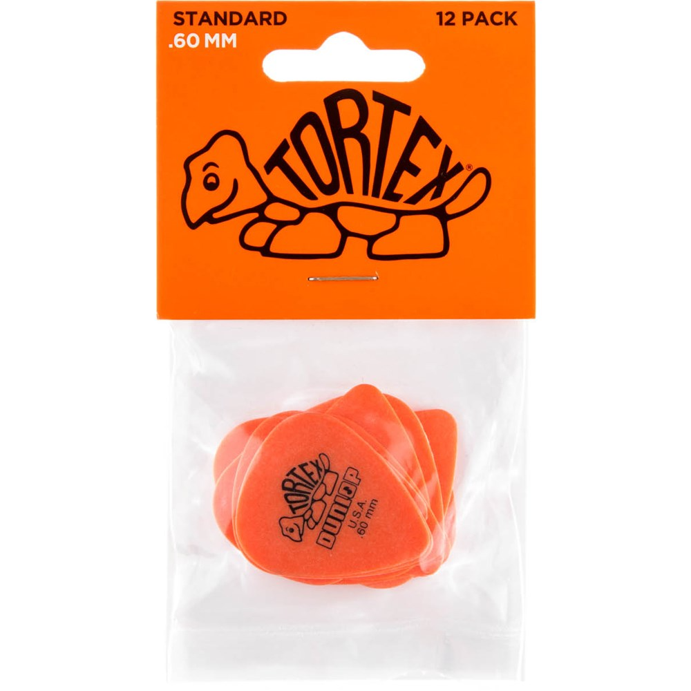 Jim Dunlop Tortex Standard Guitar Pick .60mm 12 Pack in Orange