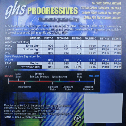 GHS PRCL Progressives Custom Light Electric Guitar Strings 9-46 Gauge