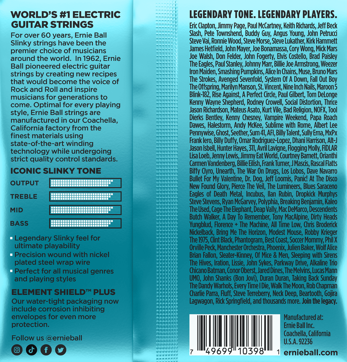 Ernie Ball Mighty Slinky Nickel Wound Electric Guitar Strings 8.5-40 Gauge