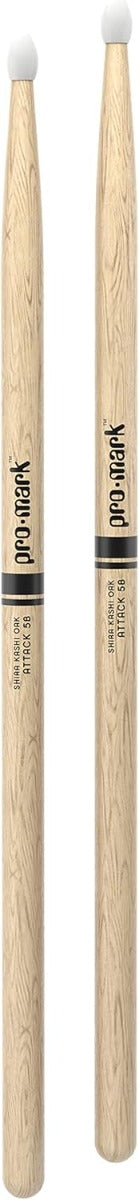 Promark Attack 5B Lacquered Shira Kashi Oak Nylon Tip Drumsticks