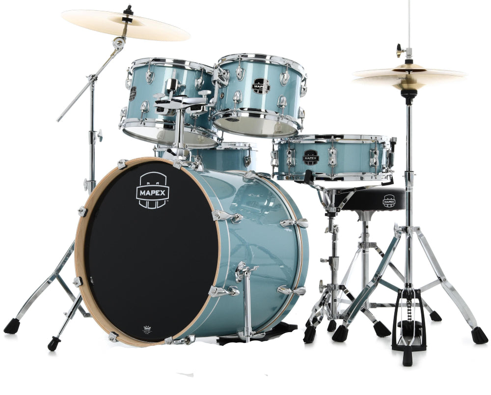 Mapex Venus 5 piece Drum Set in Aqua Blue Sparkle