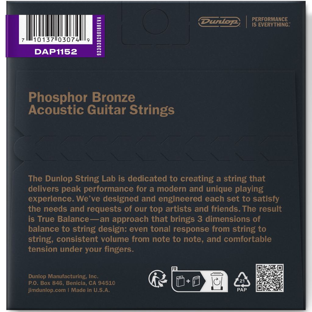 Jim Dunlop Phosphor Bronze Acoustic Guitar Strings 11-52 Gauge