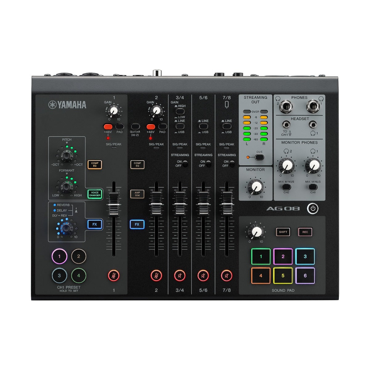 Yamaha AG08B Live Streaming Mixer in Black
