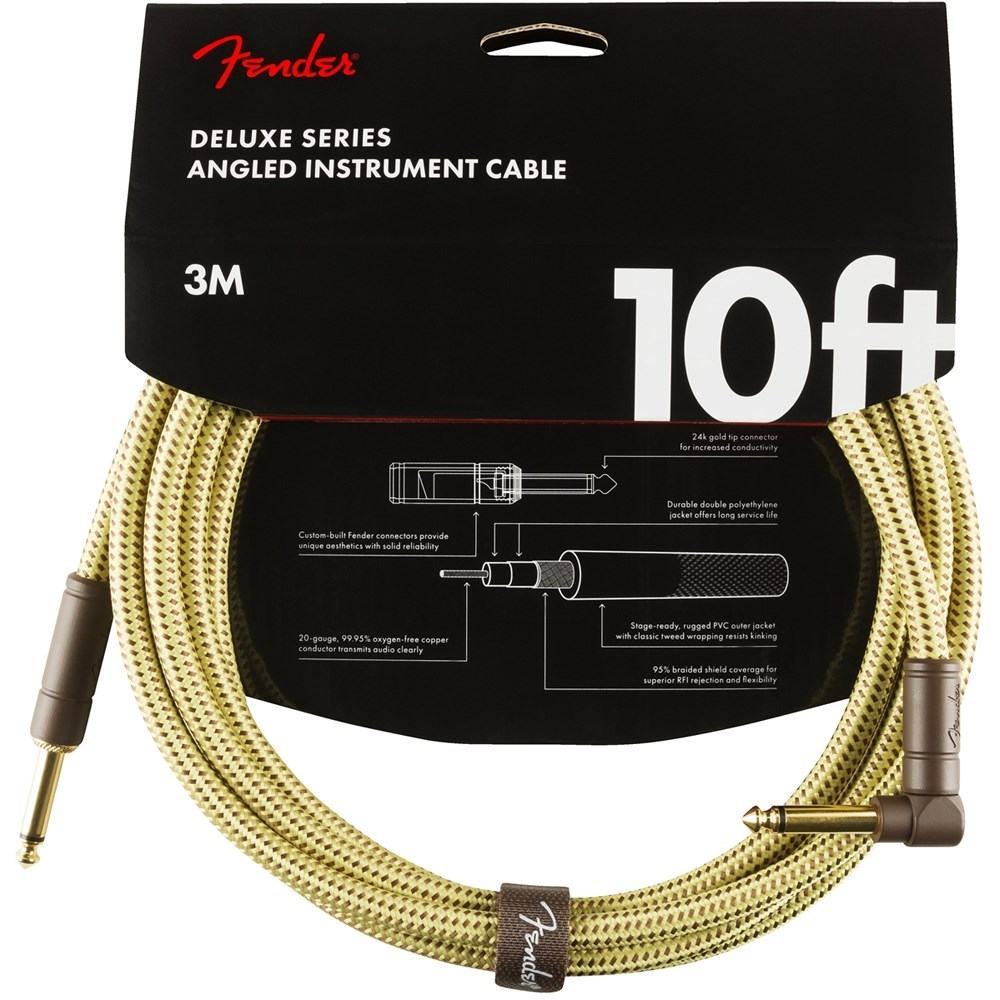 Fender Deluxe Series 10' Instrument Cable in Tweed