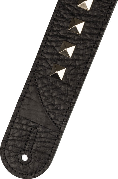 Jackson 2.5" Pyramid Metal Stud Leather Strap in Black
