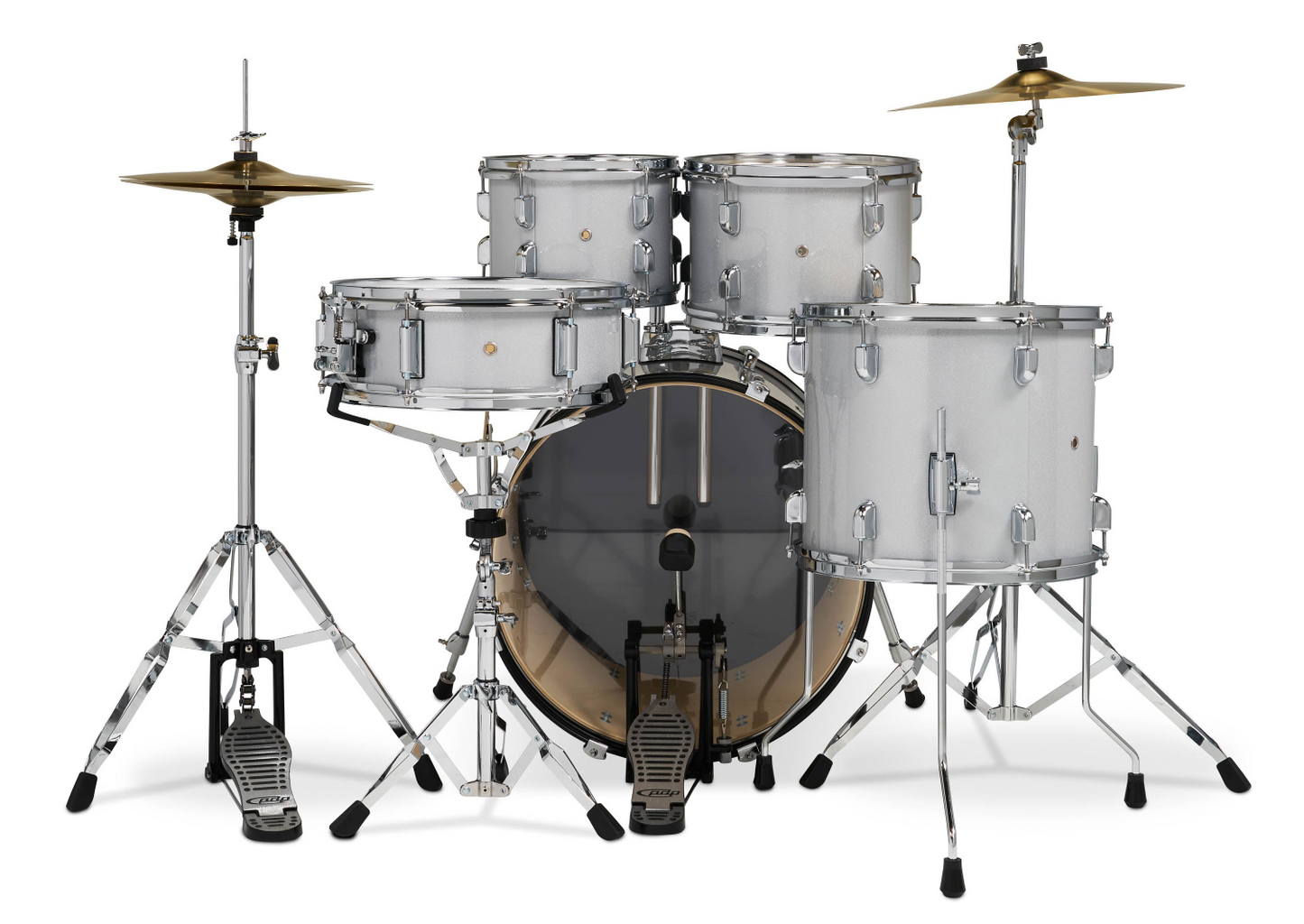PDP Center Stage 20" 5 Piece Drum Kit in Diamond White Sparkle