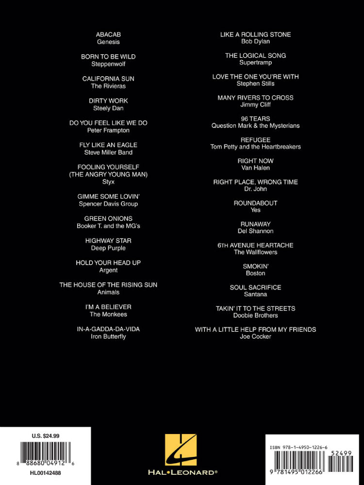 Rock Keyboard Organ Hits Note for Note Keyboard Transcriptions