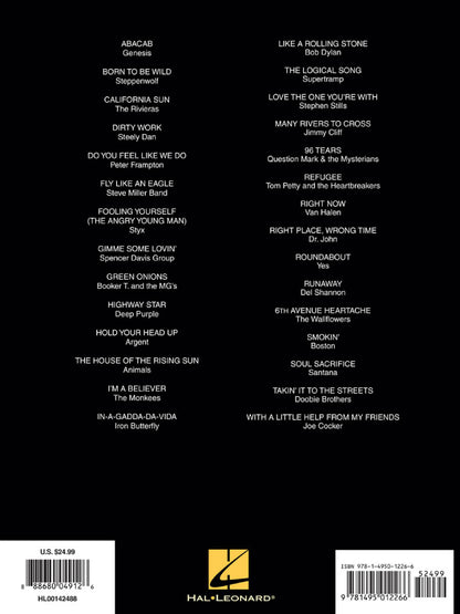 Rock Keyboard Organ Hits Note for Note Keyboard Transcriptions