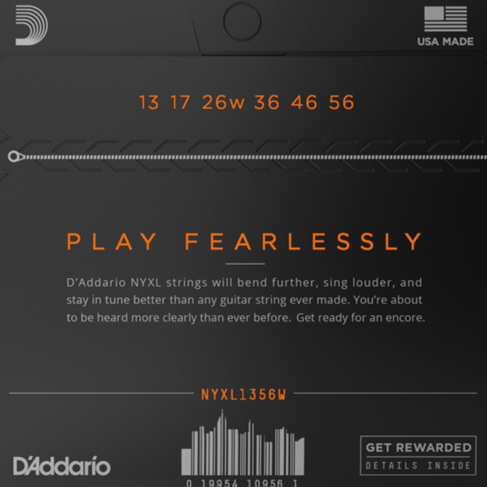 D'Addario NYXL1356W Nickel Wound Electric Guitar Strings Medium Wound 3rd 13-56 Gauge