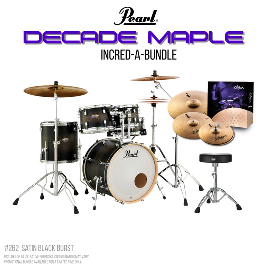 Pearl Decade Maple 20" Fusion Drumkit Increda-Bundle in Satin Black Burst