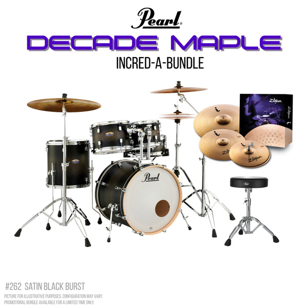 Pearl Decade Maple 20" Fusion Drumkit Increda-Bundle in Satin Black Burst