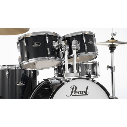 Pearl Roadshow-Plus 5-Piece Drum Kit with Cymbal Pack in Jet Black