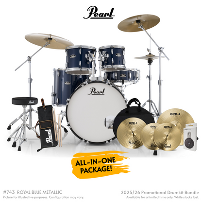 Pearl Roadshow-Plus 5-Piece Drum Kit with Pearl Cymbal Pack in Royal Blue Metallic