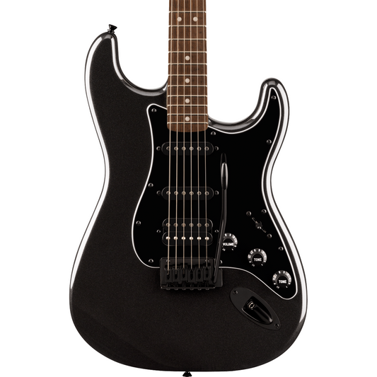 Squier FSR Affinity Series Stratocaster HSS, Laurel Fingerboard, Black Pickguard, Black Hardware, Matching Headstock in Metallic Black