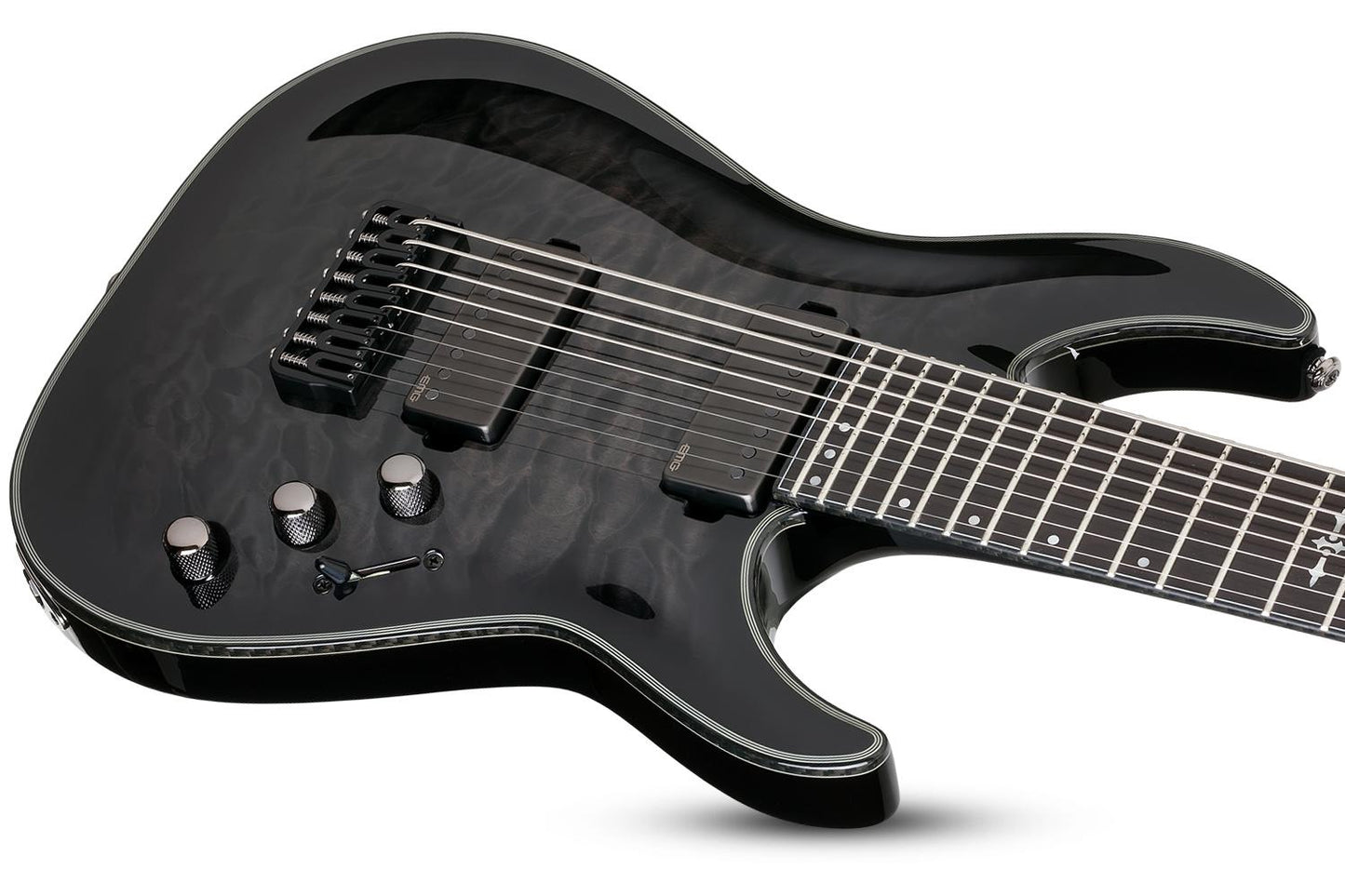 Schecter Hellraiser Hybrid C 8 8 String in Trans Black Burst
