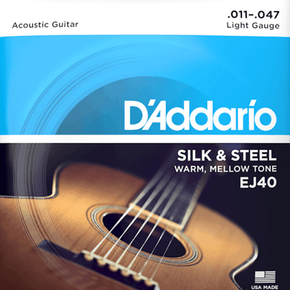 D'Addario EJ40 Silk & Steel Folk Classical Guitar Strings 11-47 Gauge
