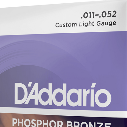 D'Addario EJ26 Phosphor Bronze Acoustic Guitar Strings Custom Light 11-52 Gauge