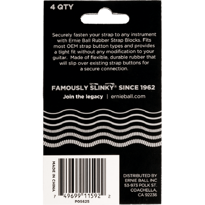 Ernie Ball Strap Blocks 4pk in Gray
