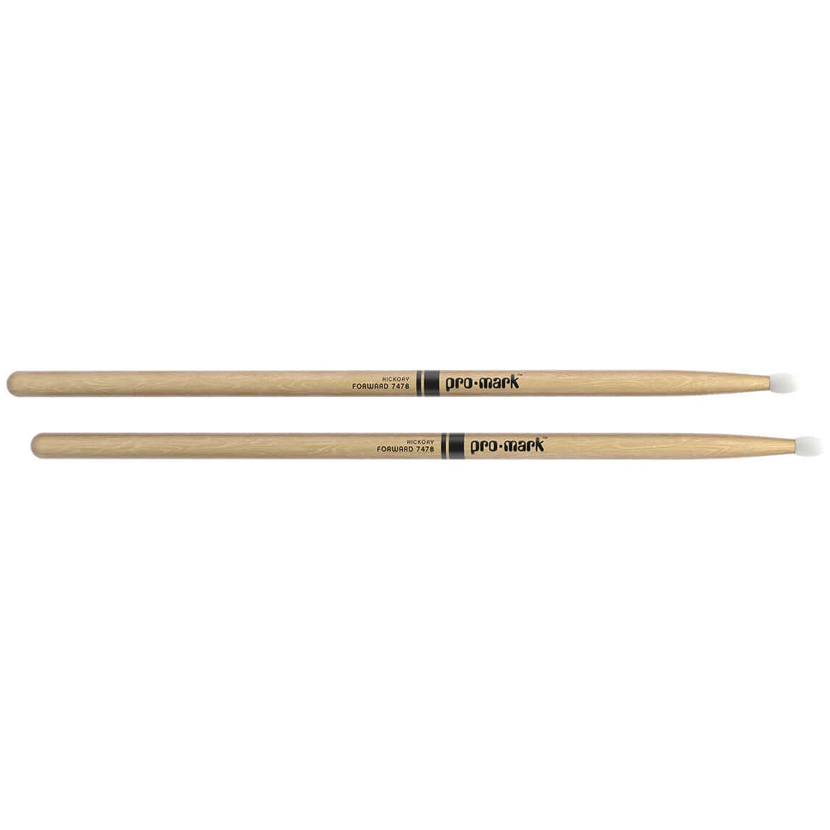 Promark FORWARD 747B Super Rock Nylon Tip Lacquered Hickory Drumsticks