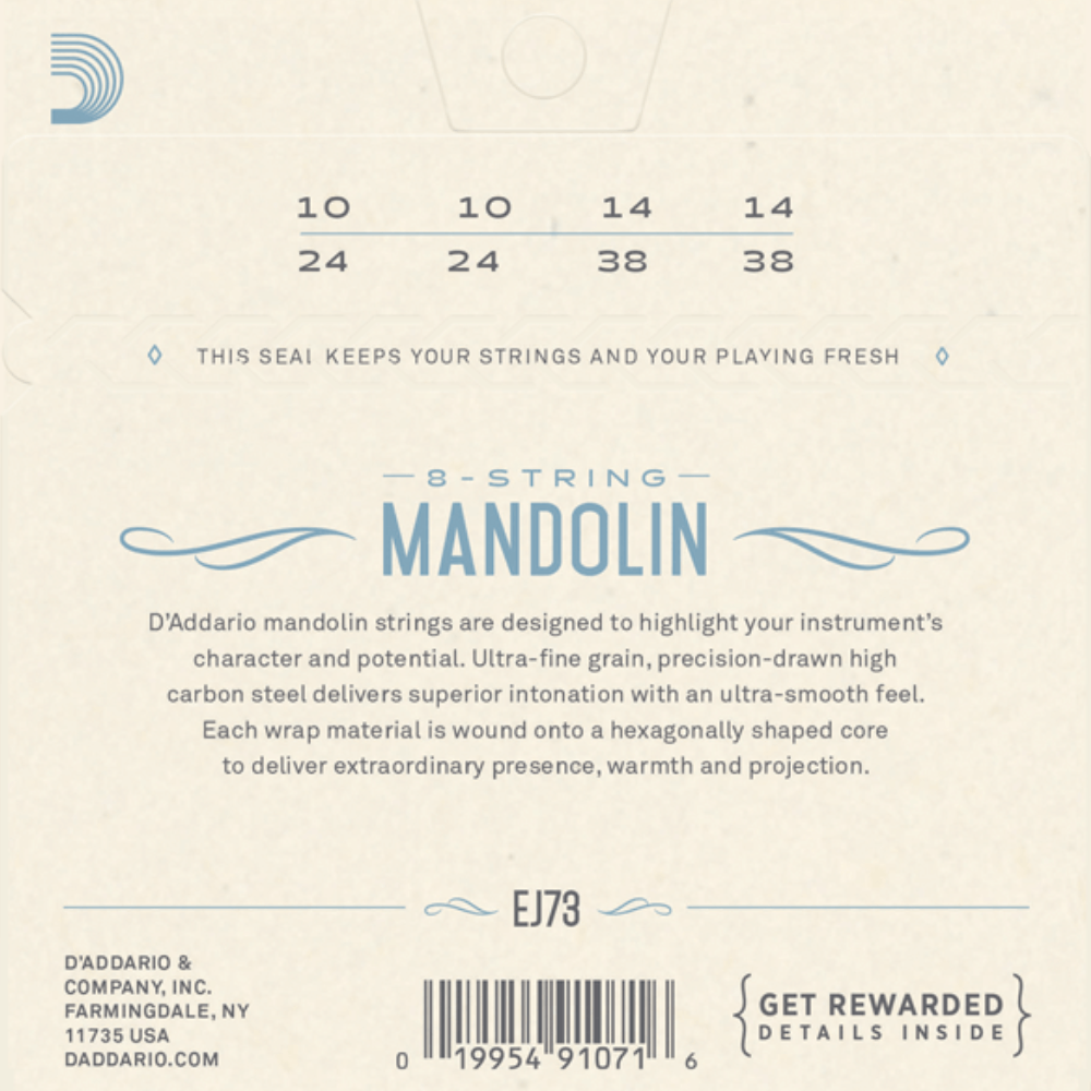 D'Addario EJ73 Mandolin Strings Phosphor Bronze Light 10-38