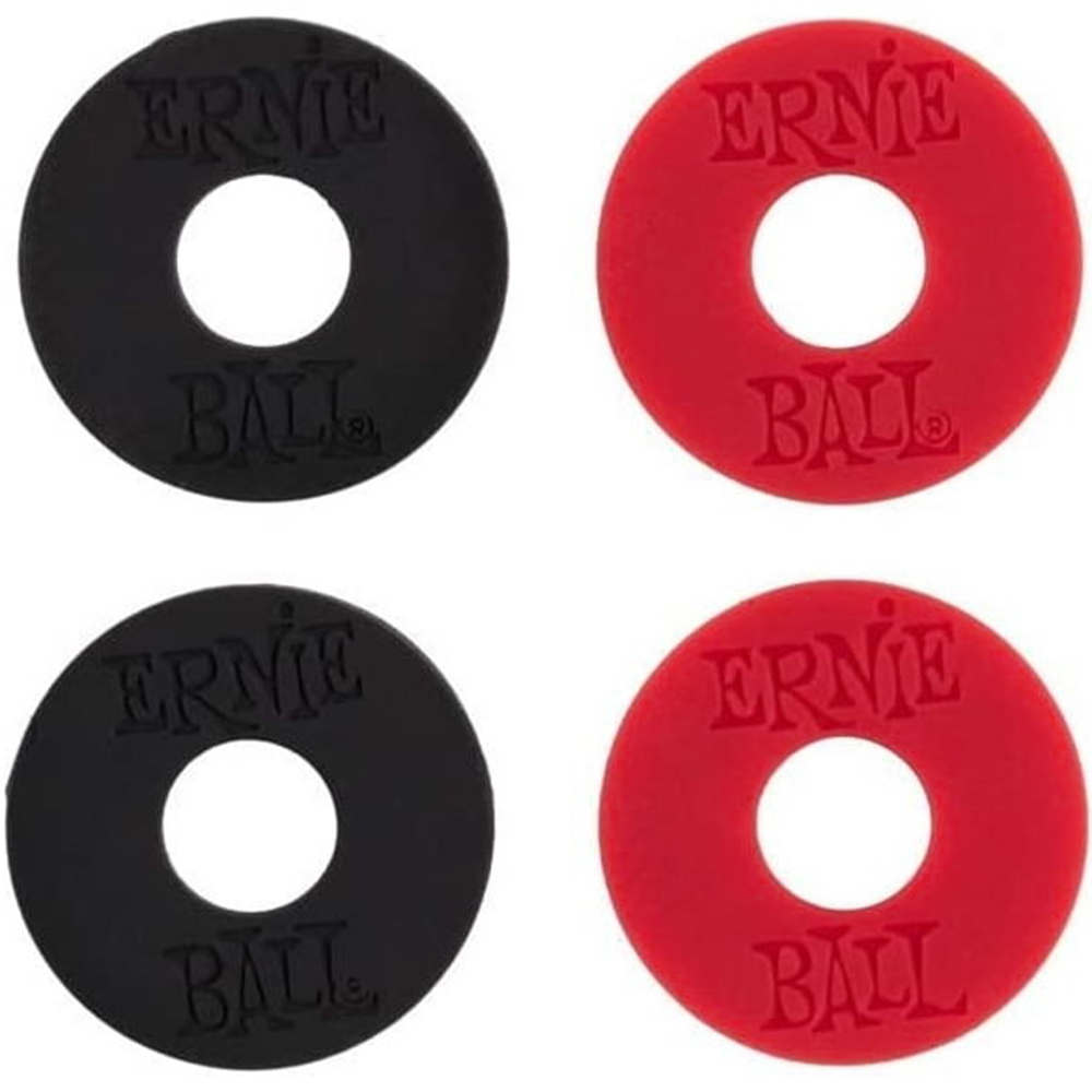 Ernie Ball Strap Blocks 4-Pack in Black and Red