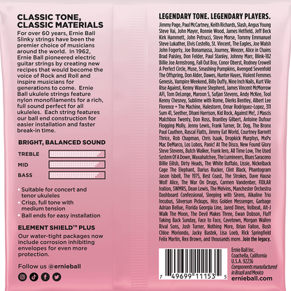 Ernie Ball Ukulele Ball End Nylon Strings Clear