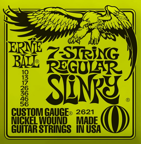 Ernie Ball Regular Slinky Nickel Wound 7 String Electric Guitar Strings 10-56 Gauge