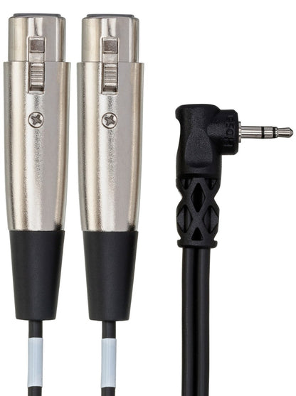 HOSA CYX401F Microphone Cable Dual XLR3F to Right Angle 3.5 mm TRS 1Ft