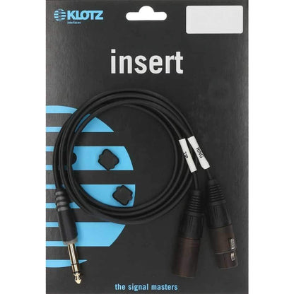 Klotz AY1X0200 2m Insert Cable 1/4" TRS  2 XLR M/F