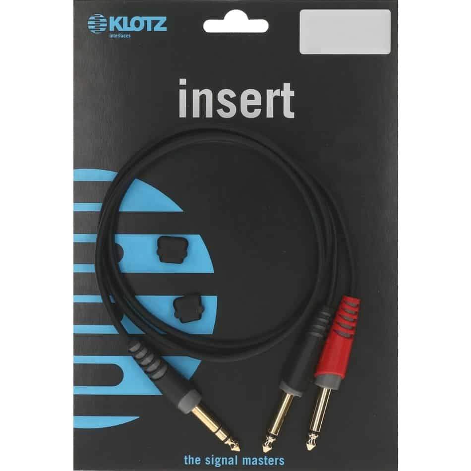 Klotz AY10200 2m Insert Cable 1/4" TRS 2 1/4" TS Jacks