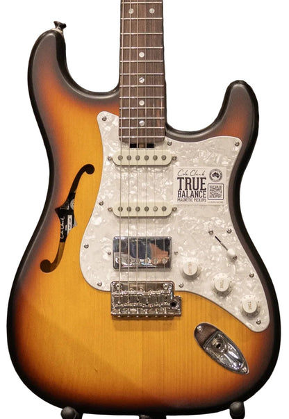 Cole Clark HB Hollow Baby, HSS, Mother of Pearl Pickguard in Sunburst