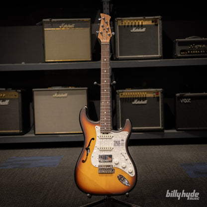 Cole Clark HB Hollow Baby, HSS, Mother of Pearl Pickguard in Sunburst