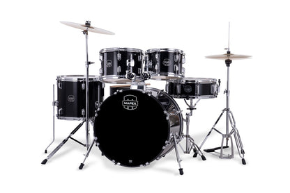 Mapex Comet 5-Piece Kit (20" Bass Drum) w/ Hardware and Cymbals in Dark Black
