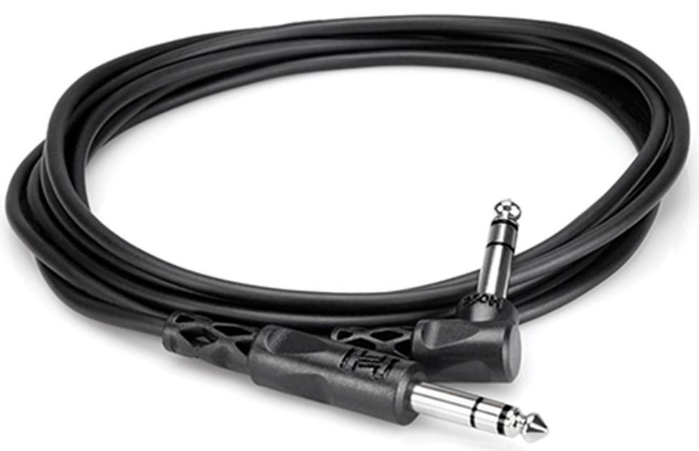 HOSA CSS110R Balanced Interconnect Cable 1/4" TRS to Right Angle 1/4" TRS