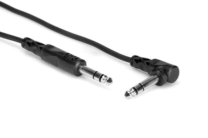 HOSA CSS110R Balanced Interconnect Cable 1/4" TRS to Right Angle 1/4" TRS