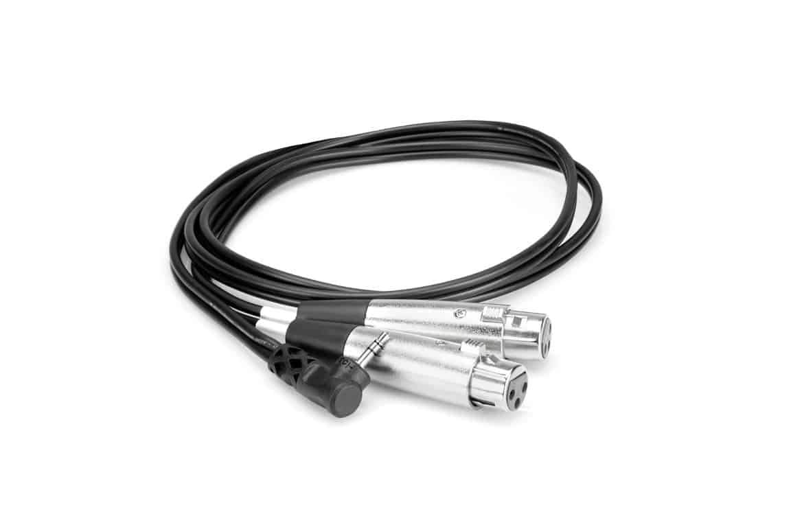 HOSA CYX401F Microphone Cable Dual XLR3F to Right Angle 3.5 mm TRS 1Ft